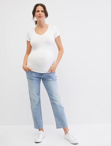 Motherhood Maternity Women's Stretch Secret Fit Over The Belly Straight Leg Pregnancy Jeans in Kuwait
