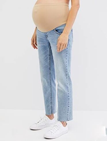 Motherhood Maternity Women's Stretch Secret Fit Over The Belly Straight Leg Pregnancy Jeans in Kuwait