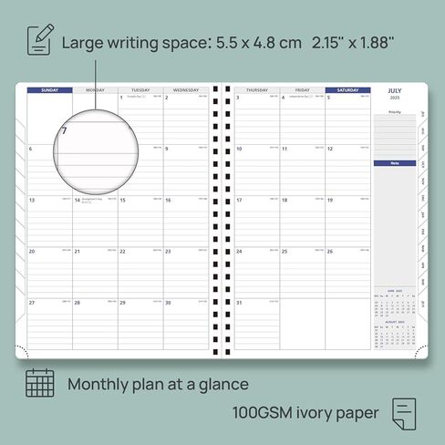 Poprun 2025-2026 Planner Planner Spiral Bound ، 8.5 '× 11.25' in Kuwait