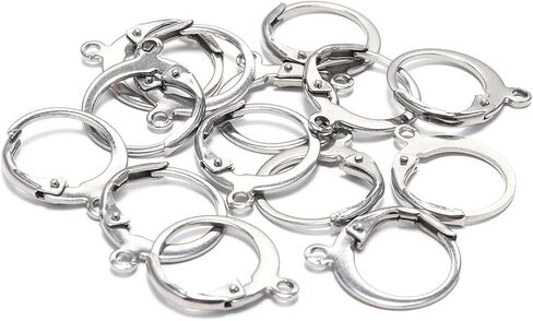 20pcs فولاذية الصلب الرافعة الفرنسية aring arks السلك الأسلاك الأسواق الأقراط مع حلقة مفتوحة للرجال نساء من أجل مصنع المجوهرات DIY (14 × 12 مم) (الذهب الوردي) in Kuwait