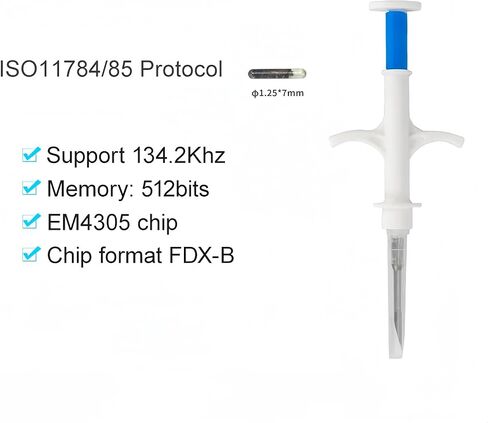 Pet Microchip 134.2khz FDX-B ISO11784/11785 Universal Standard 1.4x8mm Animal Implant Chip Pet ID Microchip for Dog Cat Pig (10 Pack 1.4x8mm) in Kuwait