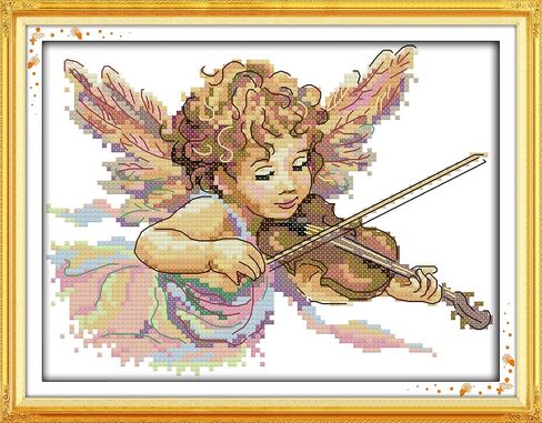 Happy Forever Cross Stitch Kits 11CT Stamped Patterns for Kids and Adults, DIY Preprinted Embroidery kit for Beginner, Angel Baby (K777 Angel Birth Certificate, Size 22''x16'') in Saudi Arabia