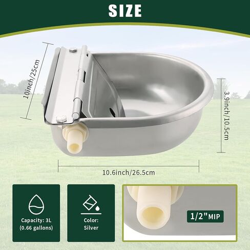 Automatic Animal Drinking Water Bowl, Stainless Steel Water Troughs for Livestock Water Dispenser for Horse,Goat,Pig,Dog Pet Feeder (Without Drainage Hole) in Saudi Arabia