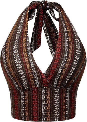 SOLY HUX Women's Boho Summer Halter Crop Tops Sleeveless Backless Tank Top Casual Sexy Going Out Tops in Saudi Arabia
