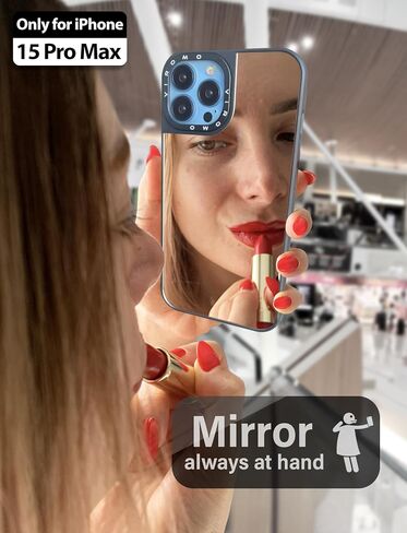 Mirror Case for iPhone 15 Pro Max (ONLY) with Shockproof Soft Corners, Bye Bye Pocket Mirror, Cute Slim case for Girls and Womens in Saudi Arabia