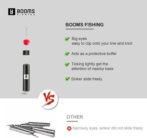 Booms Fishing CRR Carolina Ready Rigs for Bass Fishing Saltwater, 5pcs Brass Pre-Rigged Kit, Fishing Weights Bullet Weights Keeper, 4 Sizes 1/4oz 1/2oz 3/4oz 1oz in Saudi Arabia