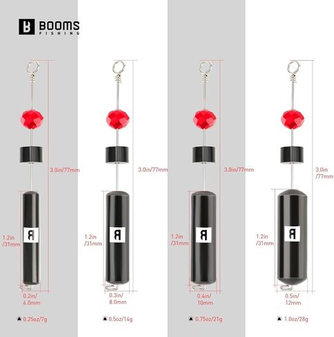 Booms Fishing CRR Carolina Ready Rigs for Bass Fishing Saltwater, 5pcs Brass Pre-Rigged Kit, Fishing Weights Bullet Weights Keeper, 4 Sizes 1/4oz 1/2oz 3/4oz 1oz in Saudi Arabia