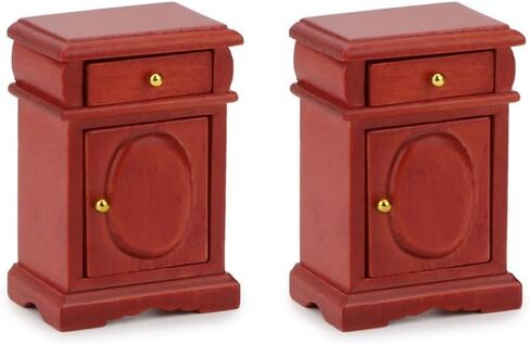 Miniature Bedside Cabinet 2PCS Dollhouse Furniture Nightstand 1:12 Wooden Model Doll House Accessories for Mini Room Bedroom Scene Decoration (Wood) in Kuwait