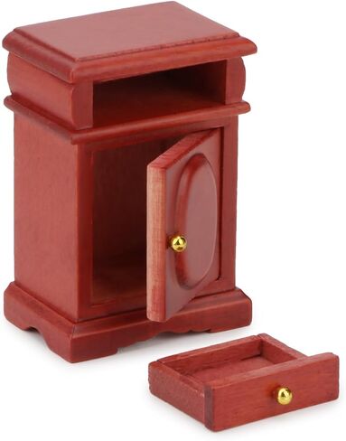 Miniature Bedside Cabinet 2PCS Dollhouse Furniture Nightstand 1:12 Wooden Model Doll House Accessories for Mini Room Bedroom Scene Decoration (Wood) in Kuwait