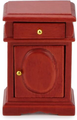 Miniature Bedside Cabinet 2PCS Dollhouse Furniture Nightstand 1:12 Wooden Model Doll House Accessories for Mini Room Bedroom Scene Decoration (Wood) in Kuwait