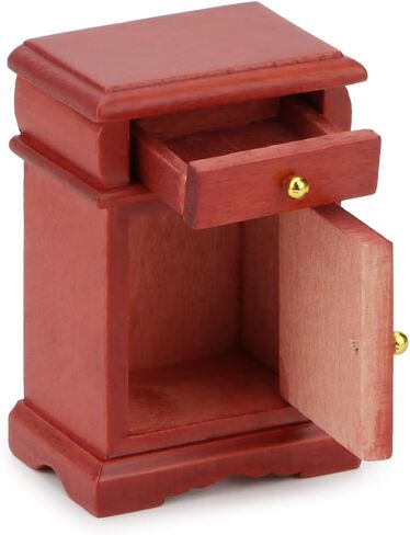 Miniature Bedside Cabinet 2PCS Dollhouse Furniture Nightstand 1:12 Wooden Model Doll House Accessories for Mini Room Bedroom Scene Decoration (Wood) in Kuwait