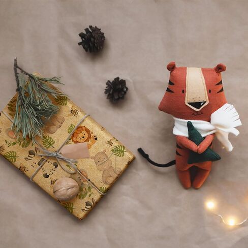 SaringSwoon Kraft Baby Shower Wrapping Paper for Kids - Safari Animals Gift Wrap with Lion, Elephant, Zebra, Hippo and Bee Design for Birthday Baby Shower - 28×40 Inches, 4 Folded Jumbo Sheets in Kuwait