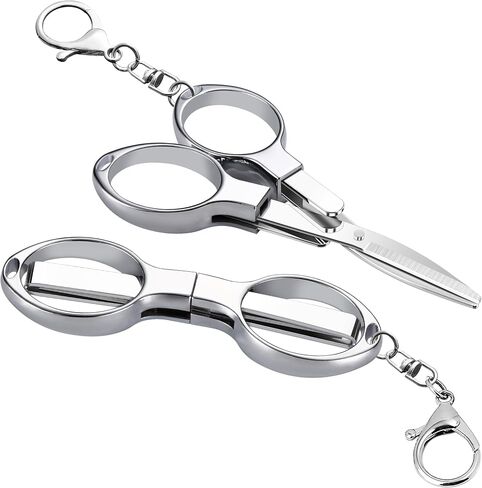 Folding Scissors, 2 Pcs Keychain Scissors, Safety Portable Travel Scissors,Stainless Steel Retractable Small Scissors for Home, Office, Fishing, Mini Scissors in Saudi Arabia