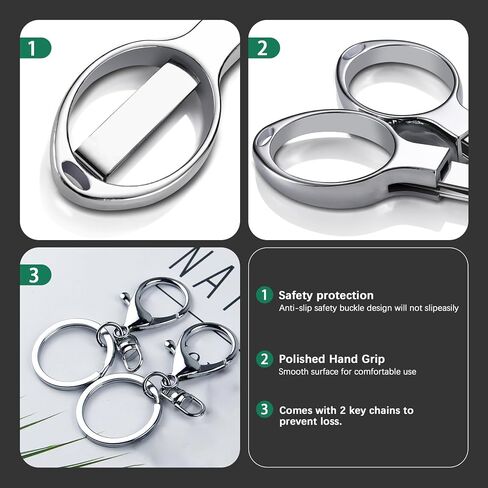 Folding Scissors, 2 Pcs Keychain Scissors, Safety Portable Travel Scissors,Stainless Steel Retractable Small Scissors for Home, Office, Fishing, Mini Scissors in Saudi Arabia