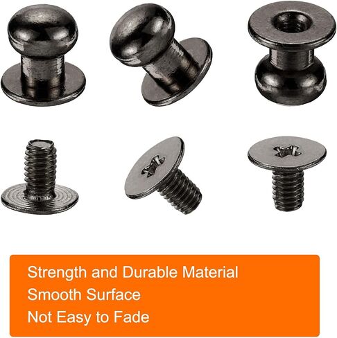 HARFINGTON 30 Sets Round Head Button Studs Screw 8mm Alloy Leather Rivets with Hollow Punch Screwdriver for Repair and Decorate Fabric Clothing Shoes Bags DIY, Black in Saudi Arabia