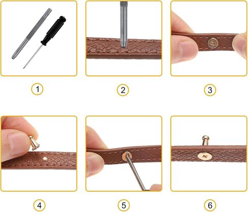 HARFINGTON 30 Sets Round Head Button Studs Screw 8mm Alloy Leather Rivets with Hollow Punch Screwdriver for Repair and Decorate Fabric Clothing Shoes Bags DIY, Black in Saudi Arabia