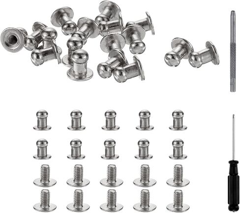 HARFINGTON 30 Sets Round Head Button Studs Screw 8mm Alloy Leather Rivets with Hollow Punch Screwdriver for Repair and Decorate Fabric Clothing Shoes Bags DIY, Black in Saudi Arabia