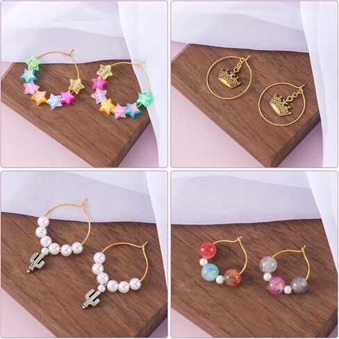 280Pcs Earring Hooks for Jewelry Making, Gold/Silver Plated Metal Round Earring Beading Hoops for DIY Jewelry Making, Clay Crafts, Earring Findings for Women (Size: 20mm, 25mm, 30mm, 35mm) in Saudi Arabia