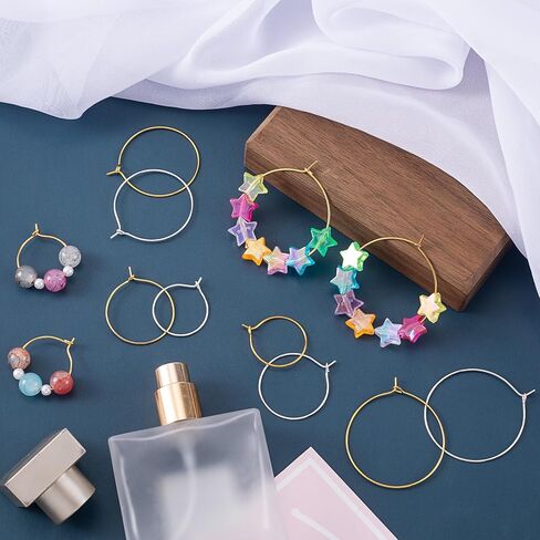 280Pcs Earring Hooks for Jewelry Making, Gold/Silver Plated Metal Round Earring Beading Hoops for DIY Jewelry Making, Clay Crafts, Earring Findings for Women (Size: 20mm, 25mm, 30mm, 35mm) in Saudi Arabia