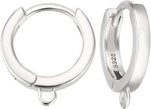 Beebeecraft Round Hoop Huggie Earring Hooks 925 Sterling Silver Leverback Earring Findings for Dangle Earring Making Supplies in Kuwait