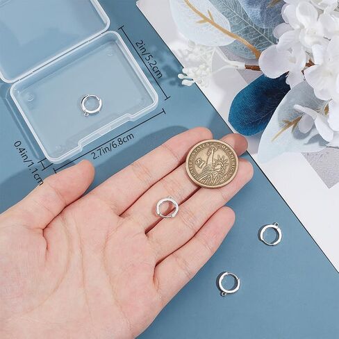Beebeecraft Round Hoop Huggie Earring Hooks 925 Sterling Silver Leverback Earring Findings for Dangle Earring Making Supplies in Kuwait