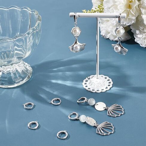 Beebeecraft Round Hoop Huggie Earring Hooks 925 Sterling Silver Leverback Earring Findings for Dangle Earring Making Supplies in Kuwait