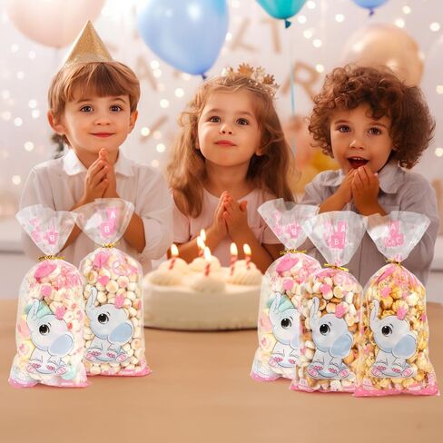 Baby Shower Treat Bags, Cute Elephant Cellophane Treat Bags, 100 PCS Pink Candy Bags, Plastic Gift Bags Cooikes Goodie Bags with Twist Ties for Baby Shower Gender Reveal Birthday Party Favor Supplies in Saudi Arabia
