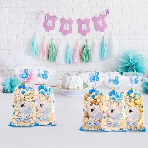 Baby Shower Treat Bags, Cute Elephant Cellophane Treat Bags, 100 PCS Pink Candy Bags, Plastic Gift Bags Cooikes Goodie Bags with Twist Ties for Baby Shower Gender Reveal Birthday Party Favor Supplies in Kuwait