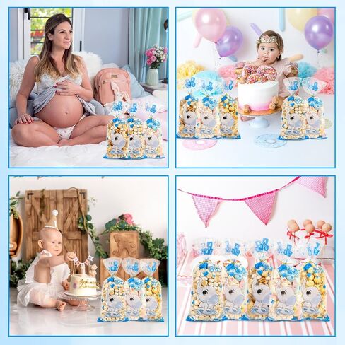Baby Shower Treat Bags, Cute Elephant Cellophane Treat Bags, 100 PCS Pink Candy Bags, Plastic Gift Bags Cooikes Goodie Bags with Twist Ties for Baby Shower Gender Reveal Birthday Party Favor Supplies in Kuwait