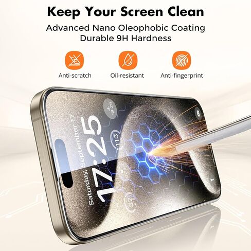 UNBREAKcable 3 Pack Screen Protector for iPhone 16, [9H Hardness] [Military Grade Shatterproof] Full Coverage Tempered Glass Film with Easy Installation Tool, HD Clear, Scratch Resistant in Saudi Arabia