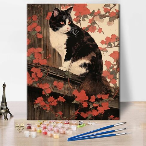TUMOVO Calico Cat Paint by Number, Japanese Style Paint by Numbers, Adult Paint by Number Kits on Canvas Color by Number Painting by Numbers, DIY Oil Number Painting Canvas Arts, 16 x20 Inch in Saudi Arabia