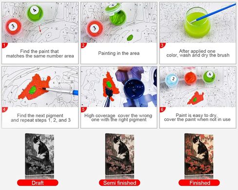 TUMOVO Calico Cat Paint by Number, Japanese Style Paint by Numbers, Adult Paint by Number Kits on Canvas Color by Number Painting by Numbers, DIY Oil Number Painting Canvas Arts, 16 x20 Inch in Saudi Arabia