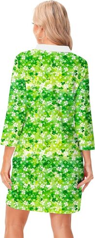 Remimi Womens Mardi Gras Striped Dresses 3/4 Sleeve Polo Dress in Saudi Arabia