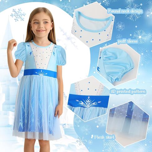 Benylion Princess Costume Dress for Girls Princess Dress up Birthday Gift Party Tulle Dresses Halloween Cosplay Outfits in Saudi Arabia