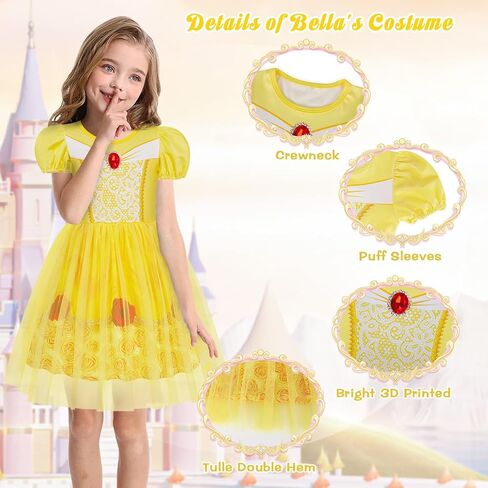 Benylion Princess Costume Dress for Girls Princess Dress up Birthday Gift Party Tulle Dresses Halloween Cosplay Outfits in Saudi Arabia