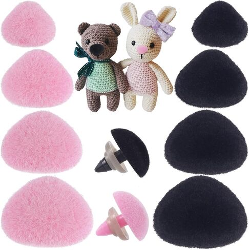 SmallCat 32pcs Crochet Noses for Amigurumi, 11/15/17/18mm Plastic Stuffed Animal Noses with Washers, Doll Flocking Accessories for Crochet Plush Toys- Pink & Black in Saudi Arabia