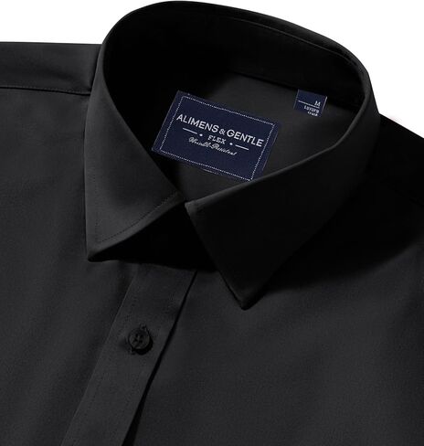 Alimens & Gentle Men's Dress Shirts Long Sleeve Stretch Wrinkle-Free Solid Business Formal Casual Button Down Shirt in Kuwait