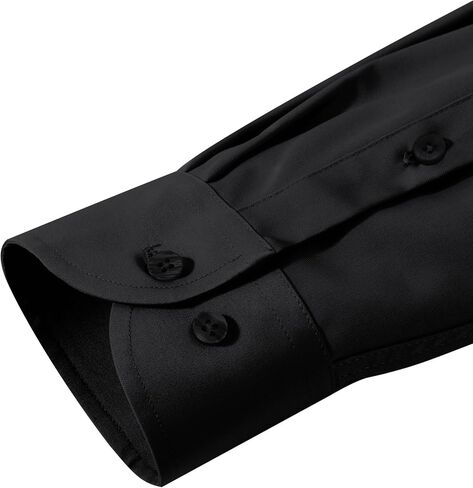 Alimens & Gentle Men's Dress Shirts Long Sleeve Stretch Wrinkle-Free Solid Business Formal Casual Button Down Shirt in Kuwait