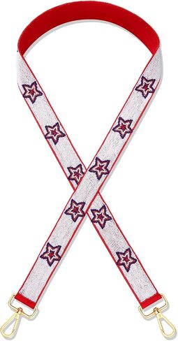Beaded 4th of July Purse Strap USA Purse Strap Replacement Red White and Blue Patriotic Crossbody Shoulder Bag Straps 4th of July Outfits (Style D) in Kuwait