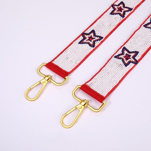Beaded 4th of July Purse Strap USA Purse Strap Replacement Red White and Blue Patriotic Crossbody Shoulder Bag Straps 4th of July Outfits (Style D) in Kuwait