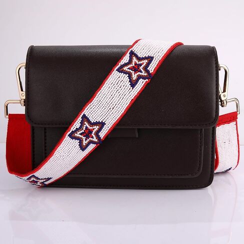 Beaded 4th of July Purse Strap USA Purse Strap Replacement Red White and Blue Patriotic Crossbody Shoulder Bag Straps 4th of July Outfits (Style D) in Kuwait