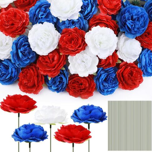 100 Pcs Flowers Long Stem Artificial Rose, 3.2 Inches Silk Rose Head Flowers Fake for Wedding Bridal Bouquet Home Floral Decor DIY Centerpieces Arrangements Party Tables Decorations (Red) in Saudi Arabia