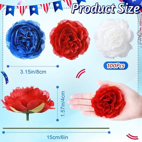 100 Pcs Flowers Long Stem Artificial Rose, 3.2 Inches Silk Rose Head Flowers Fake for Wedding Bridal Bouquet Home Floral Decor DIY Centerpieces Arrangements Party Tables Decorations (Red) in Saudi Arabia