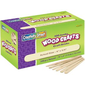 Creativity Street Wood Crafts Jumbo Craft Sticks, 6" x 3/4" x 2mm, Natural, Box Of 500