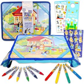 Bluey Lap Desk Travel Art Set - Bundle with Bluey Art Desk with Coloring Utensils, Stickers, and More | Bluey Art Lap Desk for Kids, Boys, Girls