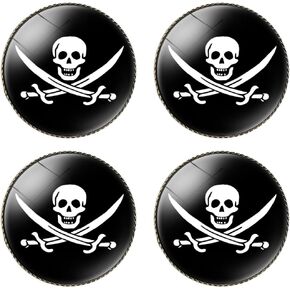 4 PCS Pirate Jack Rackham Flag Pin Round 1 inch ، Pirate Skull Lapel Pins Barge for Hat Clothers Backpack