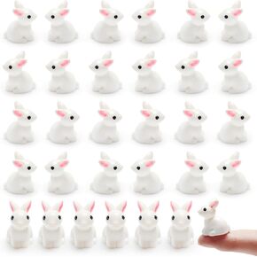 exasinine 100pcs التماثيل المصغرة للأرنب عيد الفصح الأرانب الصغيرة الأرانب الأرانب تمثال صغير راتنجات الراتنجات الجنية حديقة مصغرة الحلي لحشو بيض عيد الفصح الديكور المنزل ديكور