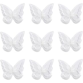 20 Pcs Butterfly Lace Trim Double Layers Organza Butterfly Embroidery Butterfly Patches Sewing Butterfly Applique Decorative Fabric Patches for Wedding Dress