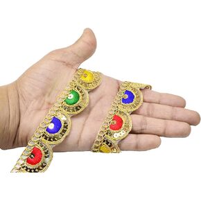 Zari Sequence Pankhi Lace 9.2 ياردة/ 8.5 متر لبلوزة ساري DuPatta Lehenga الخياطة (عرض 2.5 سم)