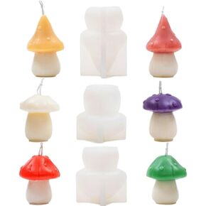 3 Pack Mushroom Candle Molds, Shiitake Resin Silicone Molds for Soap Soy Wax DIY Handcraft, Epoxy Resin Mold for Party Home Wedding Decoration